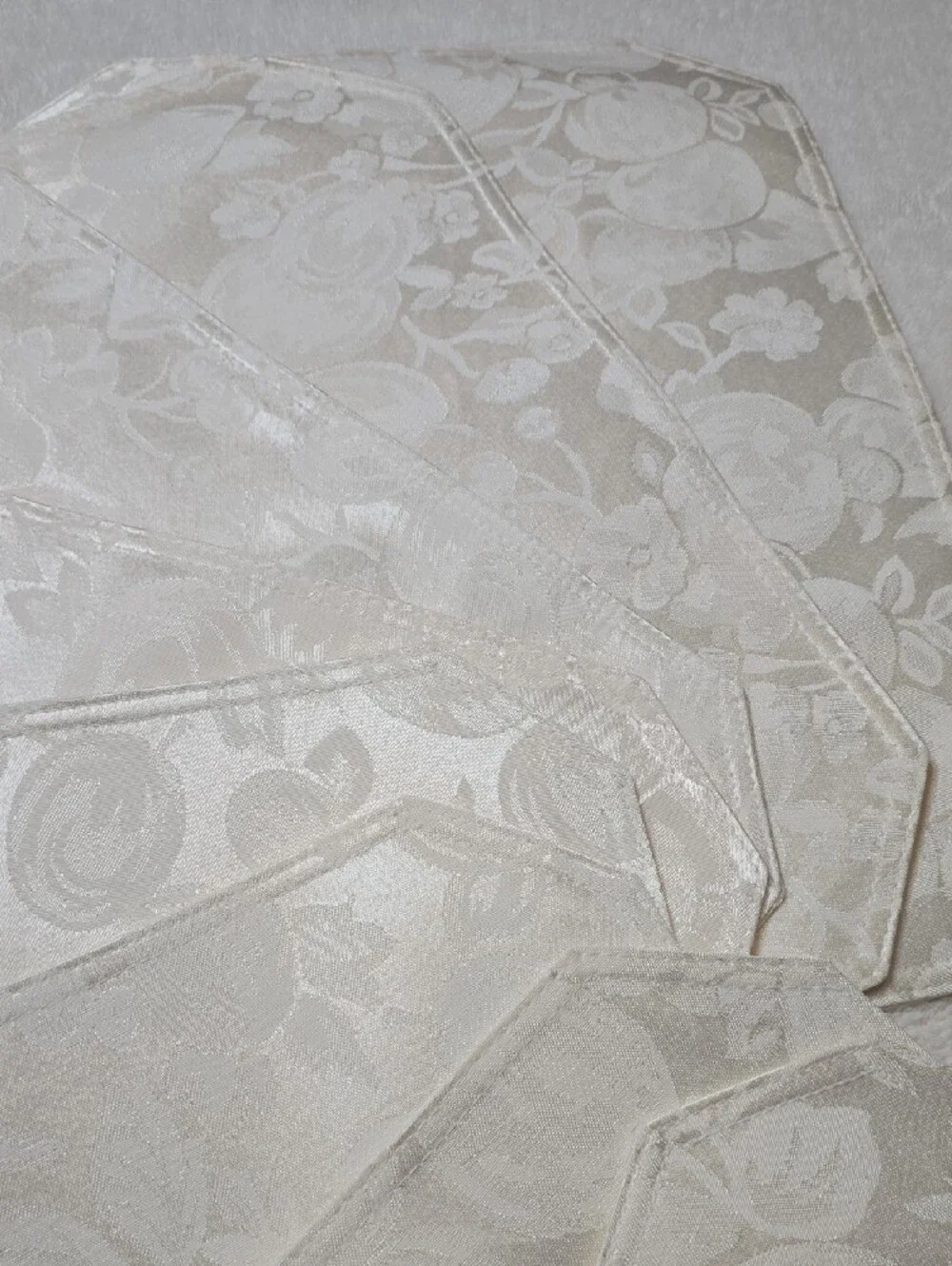 Elegant Cream Floral Jacquard Placemats - Set of 8